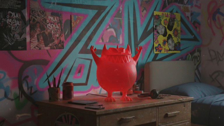 De lamp op een bureau in een tienerkamer met graffitimuur